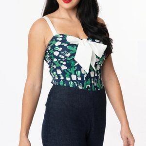Unique Vintage Plus Size Potted Cactus Print DuBois Top